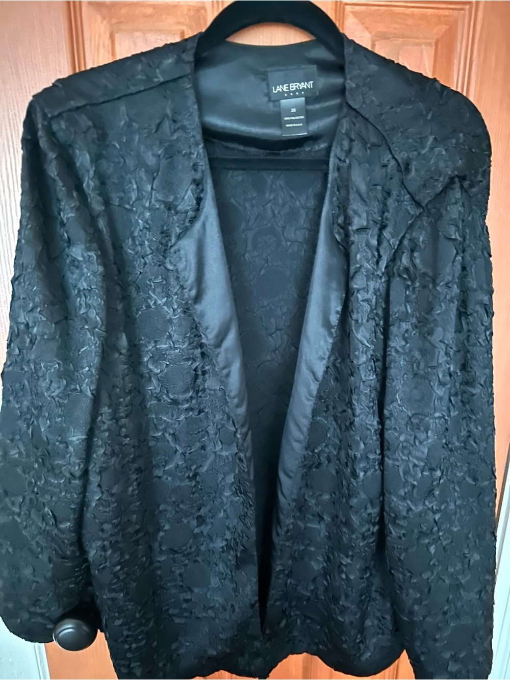 Lane Bryant Black Floral-Textured Open Front Blazer
